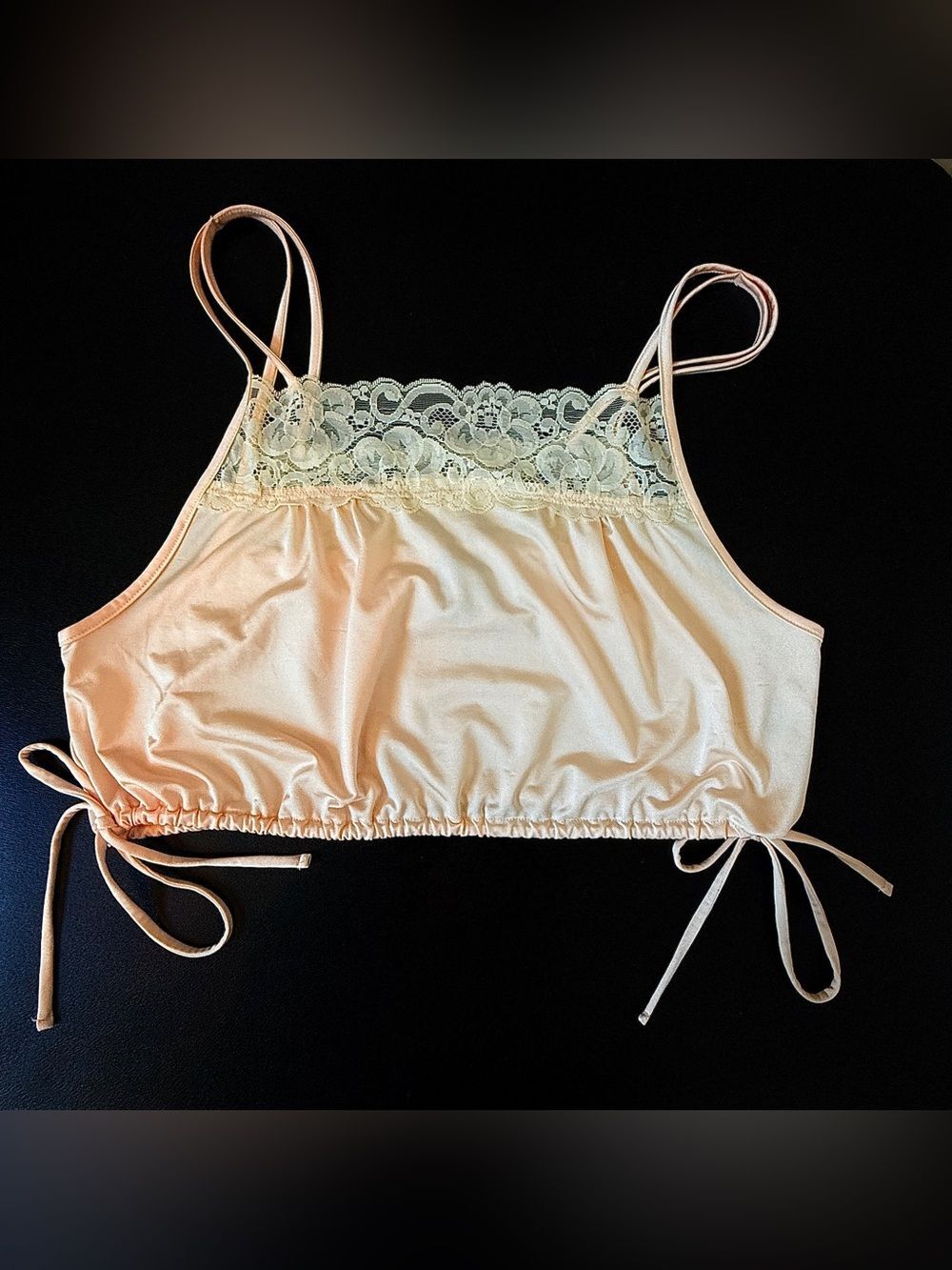 Urban Outfitters Out From Under Peach Lace Satin Camisole Side Ties Tank Top M
